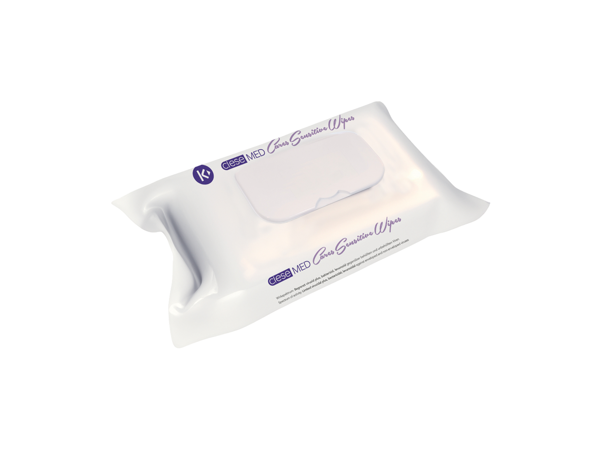 cleseMED Cares Sensitive Wipes – alkoholreduzierte, VAH-gelistete Desinfektionstücher im Flowpack